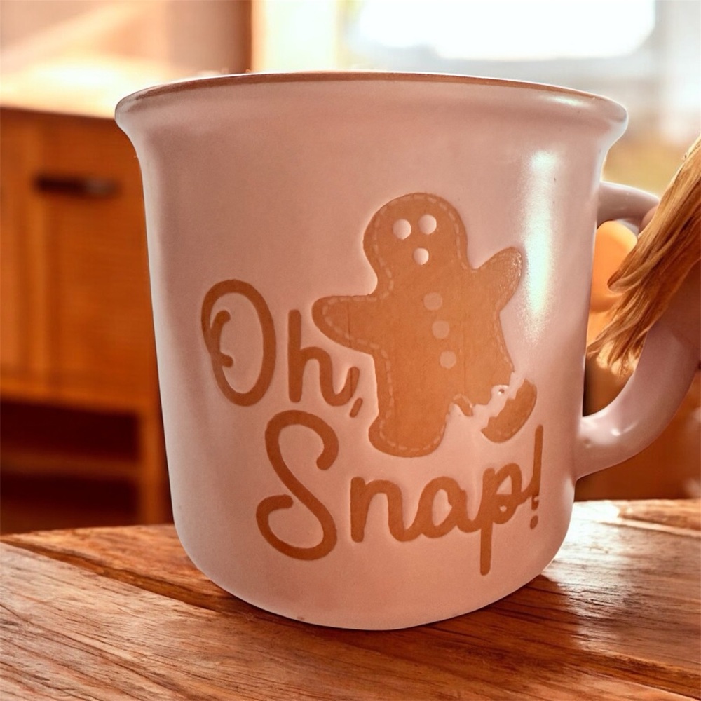 "Oh Snap!" Pink Gingerbread Man Christmas Coffee Mug Better Living